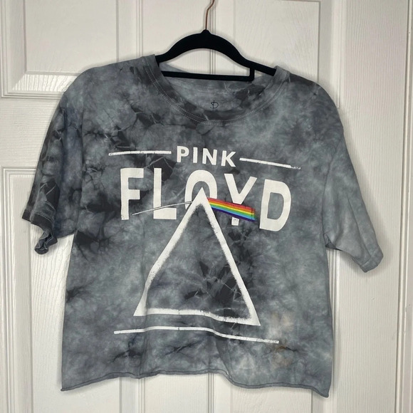 PINK FLOYD Band Graphic Cropped T-Shirt Size Medium Tye Dye - Picture 1 of 5
